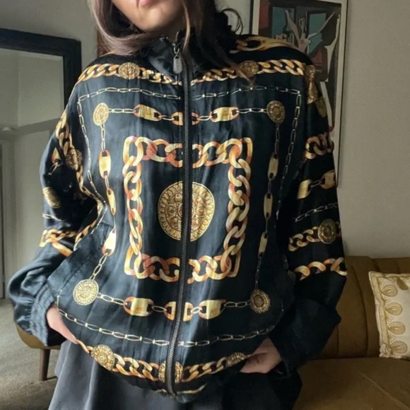 RARE Vintage Silk Chain Jacket Sz M Unisex - Picture 1 of 11